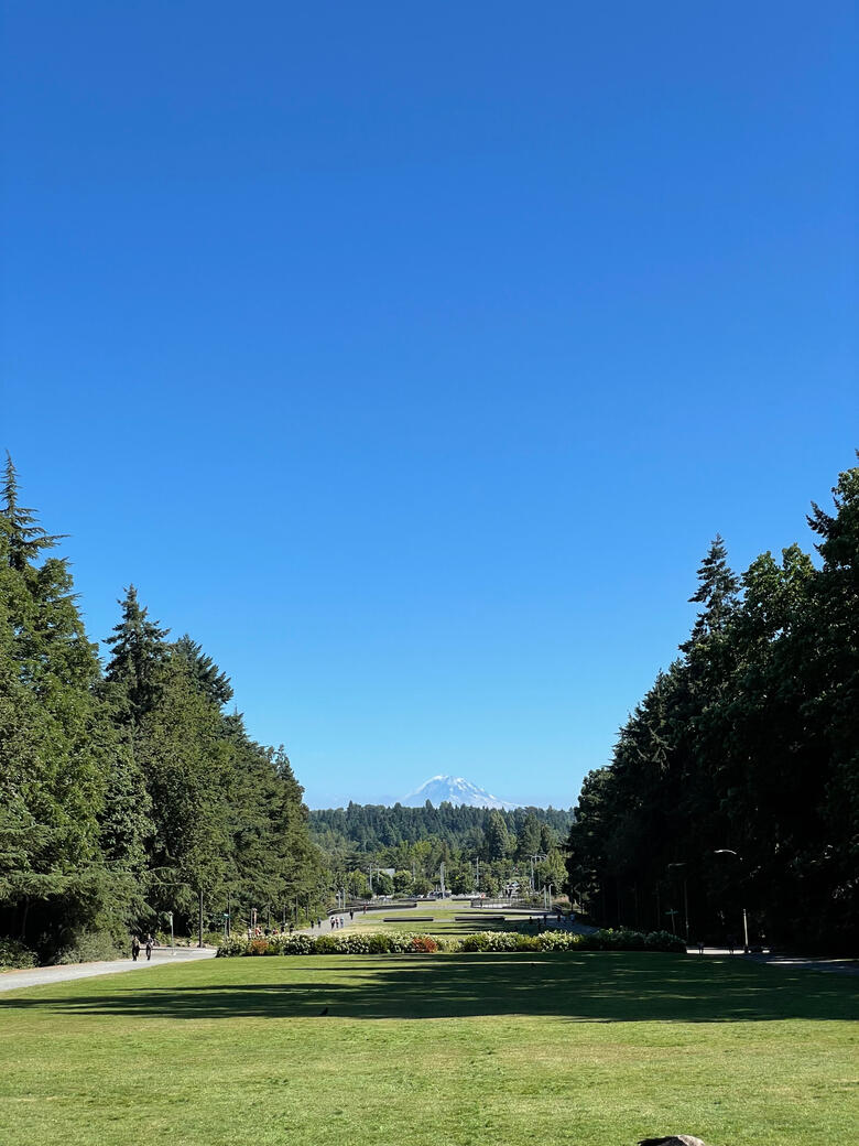 University of Washington onlooking to Mount Rainier.